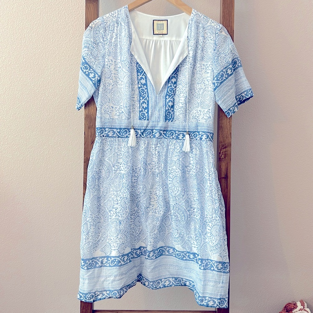Bell hand-block print cotton dress size medium